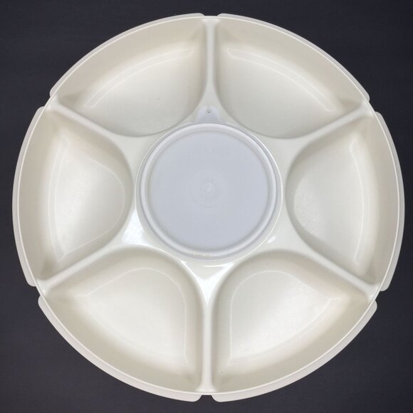Vintage Tupperware Party Platter Snack Container Lid Retro Chips Dip 1666 1665 - Picture 5 of 16